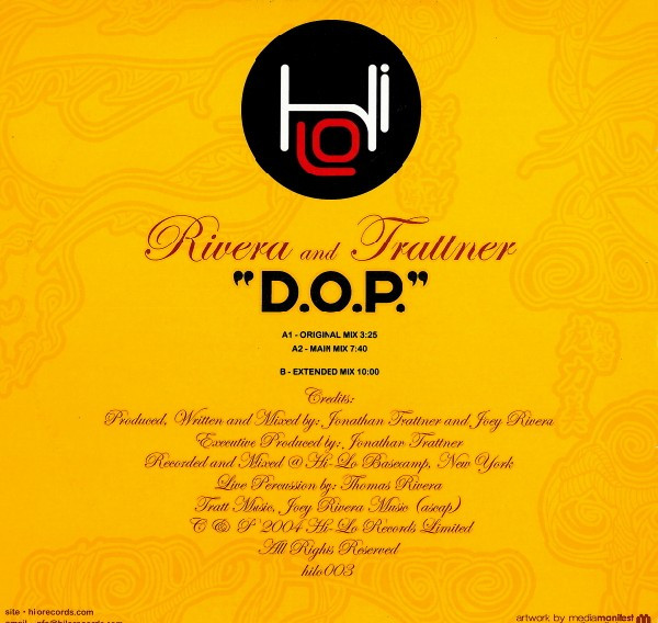 Rivera And Trattner - D.O.P., Electronic, House, Tribal House, 2004 - Hilo, US, Vinyl 1x 12"