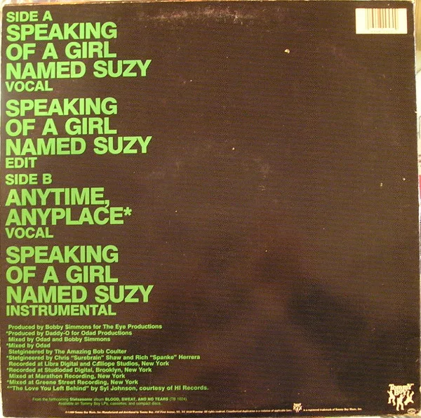 Album cover for Speaking Of A Girl Named Suzy / Anytime, Anyplace by Stetsasonic