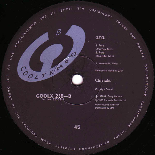 GTO - Pure, Electronic, Techno, 1990 - Cooltempo, UK, Vinyl 1x 12", 45 RPM