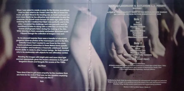 Rob - Maniac (Original Motion Picture Soundtrack) , Electronic, Stage & Screen, Electro, Soundtrack, 2013 - Death Waltz Recor