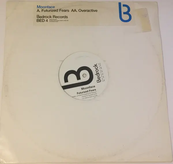 Moonface - Futurized Fears / Overactive, Electronic, Progressive House, 2000 - Bedrock Records, UK, Vinyl 1x 12", 33 ⅓ RPM