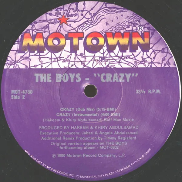 Boys, The - Crazy, Funk / Soul, Contemporary R&B, New Jack Swing, 1990 - Motown, US, Vinyl 1x 12", 33 ⅓ RPM