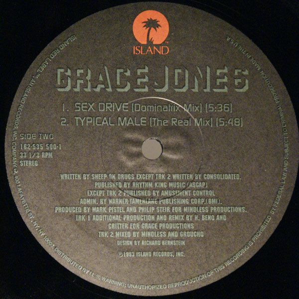 Grace Jones - Sex Drive, Electronic, House, Techno, 1993 - Island Red Label, US, Vinyl 1x 12", 33 ⅓ RPM