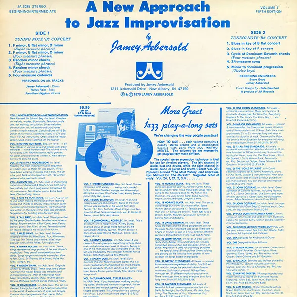Jamey Aebersold - A New Approach To Jazz Improvisation - 1975 - Modal - JA Records - Vinyl 1x LP
