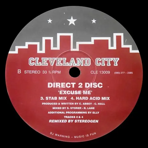 Direct 2 Disc - Excuse Me, Electronic, House, 1993 - Cleveland City, UK, Vinyl 1x 12", 45 RPM
