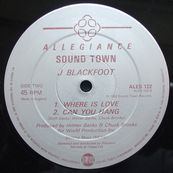J. Blackfoot - Taxi, Funk / Soul, Disco, Soul, 1984 - Allegiance, Soundtown Records, UK, Vinyl 1x 12", 45 RPM, Single