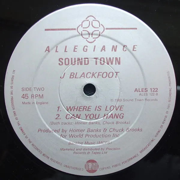 J. Blackfoot - Taxi, Funk / Soul, Disco, Soul, 1984 - Allegiance, Soundtown Records, UK, Vinyl 1x 12", 45 RPM, Single