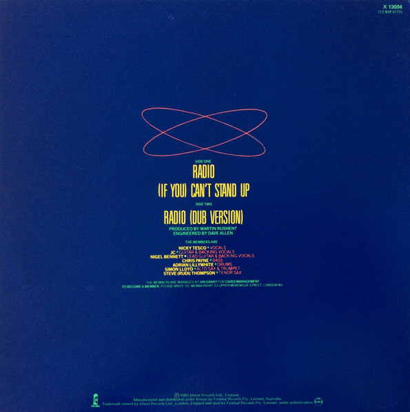 Members, The - Radio - 1982 - Disco, Vocal - Island Records - Vinyl 1x 12", 45 RPM, Limited Edition