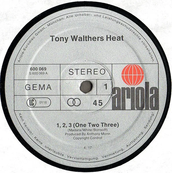 Album cover for 1, 2, 3 (One Two Three) by Tony Walthers Heat