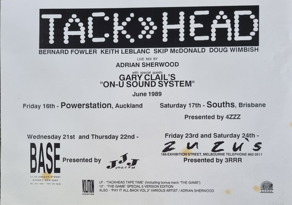 Gary Clail's Tackhead Sound System - Tackhead Tape Time, Electronic, Dub, 1989 - Volition, Australia, Vinyl 1x LP, Album, Spe