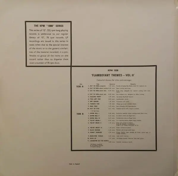 Various - Flamboyant Themes Volume II, Funk / Soul, Jazz, 1968 - KPM Music, UK, Vinyl 1x LP