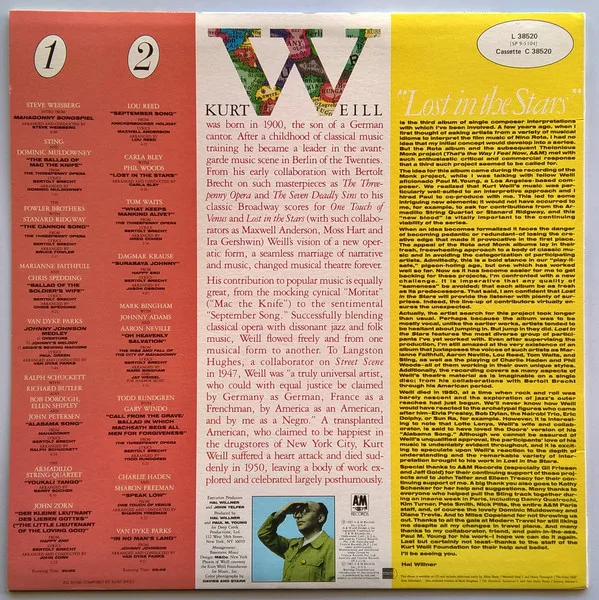 Album cover for Lost In The Stars (The Music Of Kurt Weill) by Various