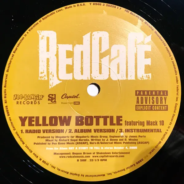 Red Cafe - Bling Blaow B/W Yellow Bottle, Hip Hop, 2005 - Capitol Records, Hoo Bangin' Records, Shakedown (3), US, Vinyl 1x 1