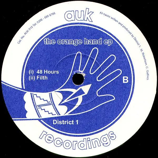 District 1 - The Orange Hand EP, Electronic, Techno, 2001 - Auk Recordings, UK, Vinyl 1x 12", EP