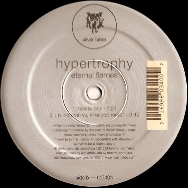 Hypertrophy - Eternal Flames, Electronic, Hard House, Trance, 1998 - Tommy Boy Silver Label, US, Vinyl 1x 12", 33 ⅓ RPM