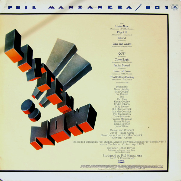 Album cover for Listen Now by Phil Manzanera / 801