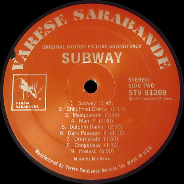 Album cover for Subway (Original Motion Picture Soundtrack) by Eric Serra