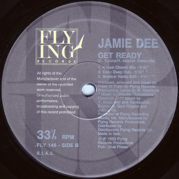 Jamie Dee - Get Ready, Electronic, Tech House, 1993 - Flying Records, Italy, Vinyl 1x 12", 33 ⅓ RPM