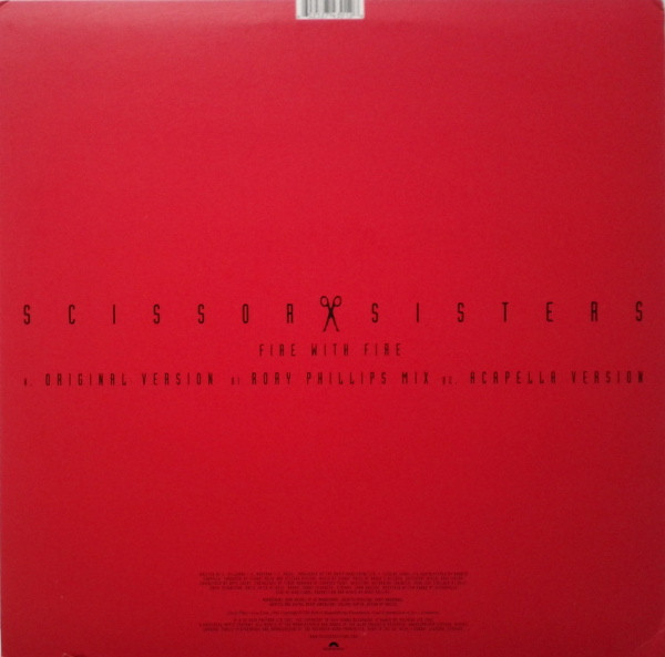 Scissor Sisters - Fire With Fire, Electronic, Rock, Disco, Electro, Pop Rock, Synth-pop, 2010 - Polydor, UK, Vinyl 1x 12", 45