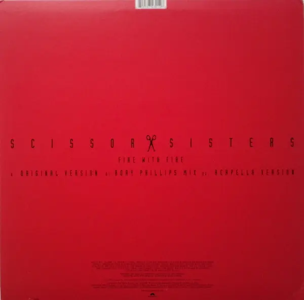 Scissor Sisters - Fire With Fire, Electronic, Rock, Disco, Electro, Pop Rock, Synth-pop, 2010 - Polydor, UK, Vinyl 1x 12", 45