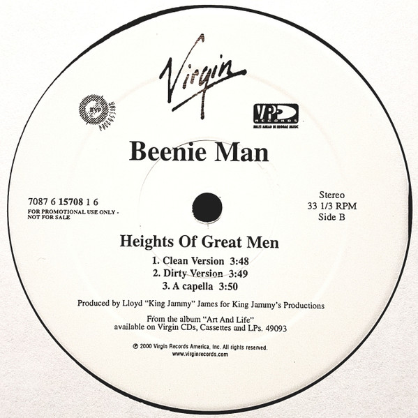 Beenie Man - Crazy Notion, Reggae, Dancehall, 2000 - Virgin, US, Vinyl 1x 12", Promo, 33 ⅓ RPM