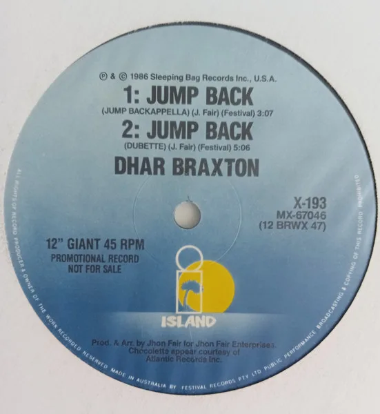 Album cover for Jump Back (Set Me Free) by Dhar Braxton