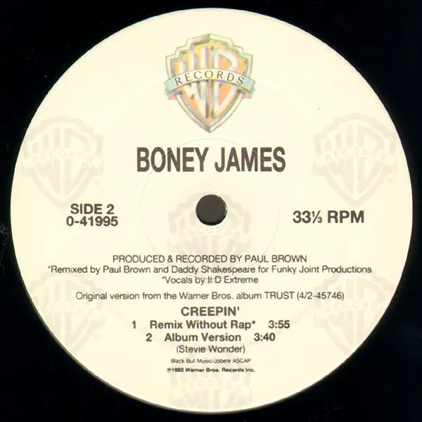 Boney James - Creepin', Electronic, Hip Hop, Downtempo, RnB/Swing, 1992 - Warner Bros. Records, US, Vinyl 1x 12"