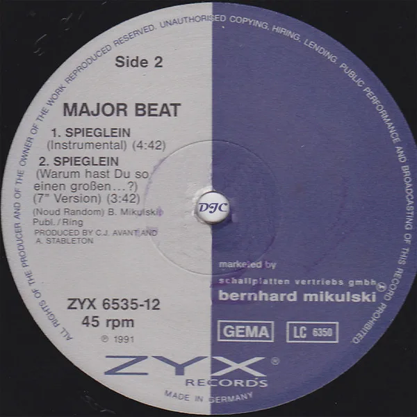 Album cover for Spieglein (Warum Hast Du So Einen ...?) by Major Beat
