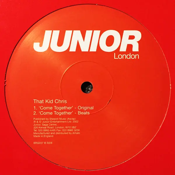 That Kid Chris - Come Together, Electronic, Tribal House, 2002 - Junior London, UK, Vinyl 1x 12"