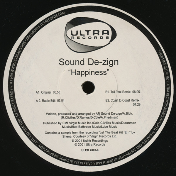 Album cover for Happiness by Sound De-Zign