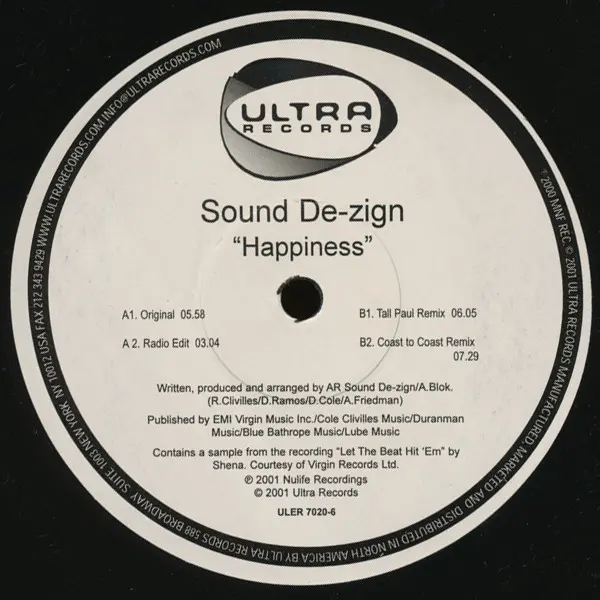 Album cover for Happiness by Sound De-Zign