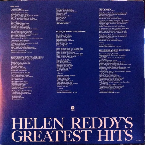 Album cover for Helen Reddy's Greatest Hits by Helen Reddy