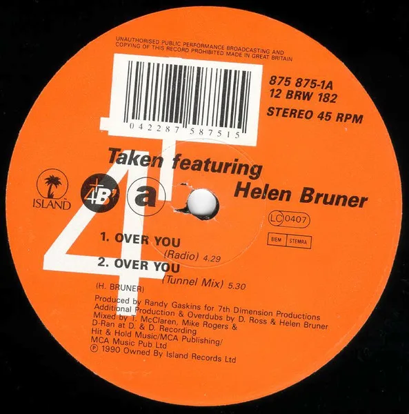 Album cover for Over You by Taken Featuring Helen Bruner