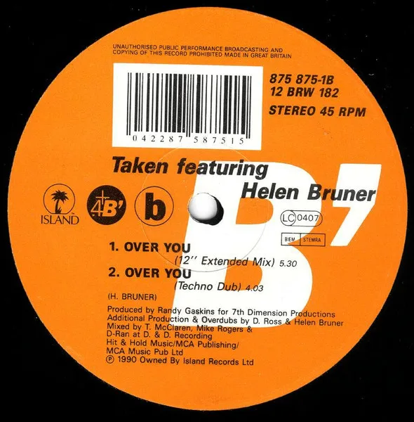 Album cover for Over You by Taken Featuring Helen Bruner
