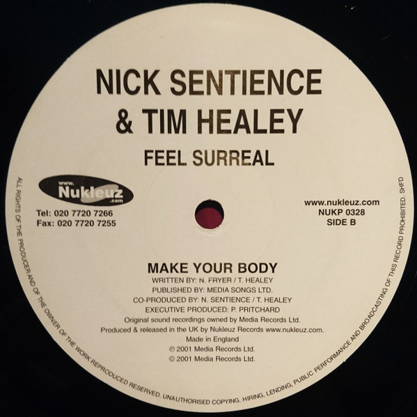 Nick Sentience & Tim Healey - Feel Surreal, Electronic, Hard House, 2001 - Nukleuz, UK, Vinyl 1x 12"