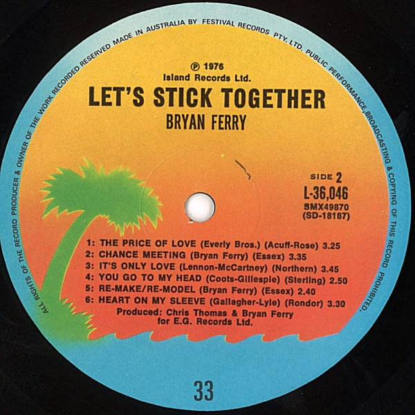 Bryan Ferry - Let's Stick Together, Pop, Rock, Classic Rock, Glam, Pop Rock, 1976 - Island Records, Australia, Vinyl 1x LP, A