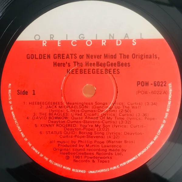 Album cover for Golden Greats Or Never Mind The Originals, Here's The HeeBeeGeeBees by HeeBeeGeeBees, The