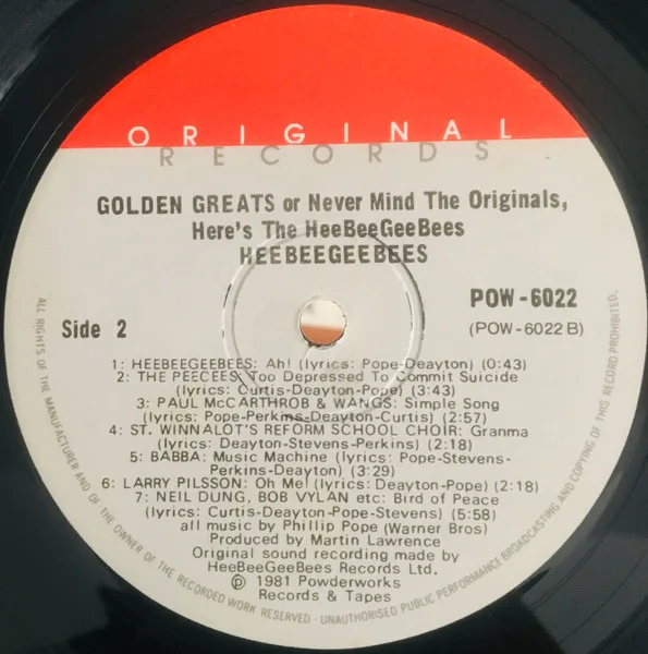 Album cover for Golden Greats Or Never Mind The Originals, Here's The HeeBeeGeeBees by HeeBeeGeeBees, The