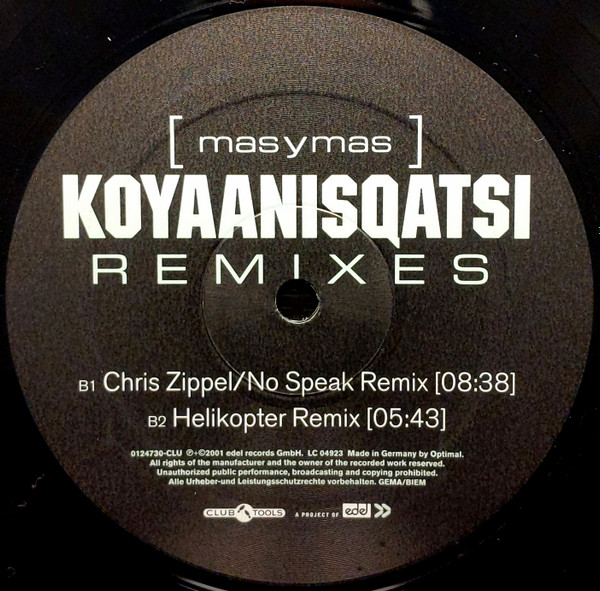 Mas Y Mas - Koyaanisqatsi (Remixes), Electronic, Progressive House, Progressive Trance, Trance, 2001 - Club Tools, Germany, V