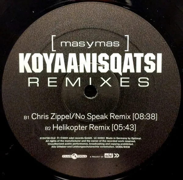 Mas Y Mas - Koyaanisqatsi (Remixes), Electronic, Progressive House, Progressive Trance, Trance, 2001 - Club Tools, Germany, V