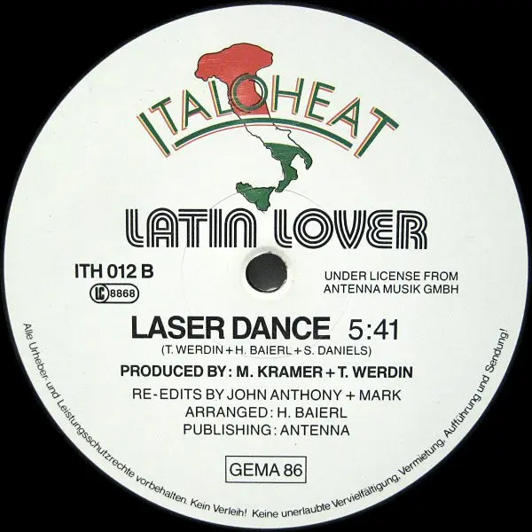 Latin Lover - Laser Light, Electronic, Euro-Disco, Hi NRG, Synth-pop, 1986 - Italoheat, Germany, Vinyl 1x 12", Single, 45 RPM