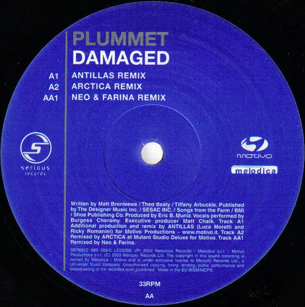 Album cover for Damaged by Plummet