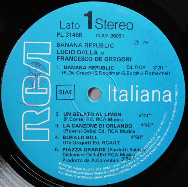 Album cover for Banana Republic by Lucio Dalla - Francesco De Gregori
