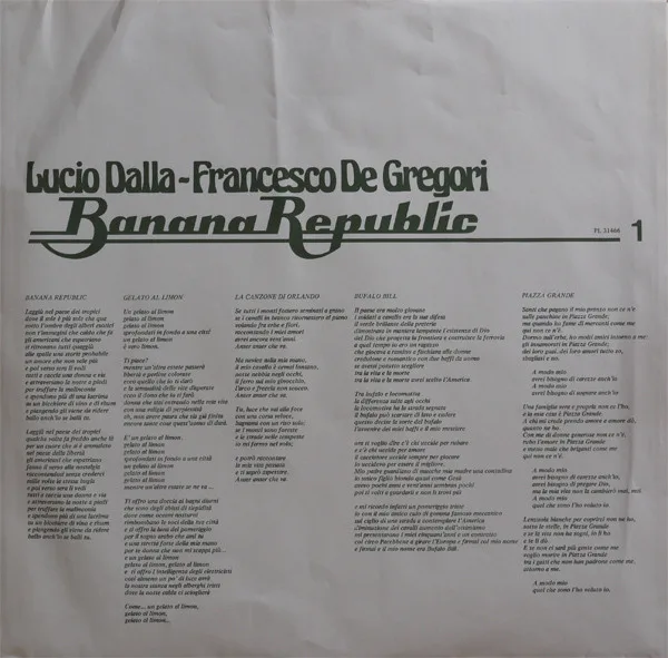 Album cover for Banana Republic by Lucio Dalla - Francesco De Gregori