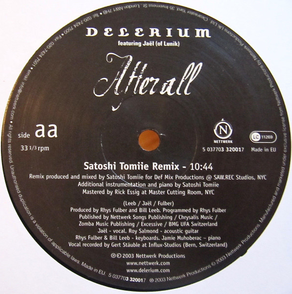 Delerium Featuring Jaël - After All, Electronic, Progressive House, Trance, 2003 - Nettwerk, UK, Vinyl 1x 12", 33 ⅓ RPM