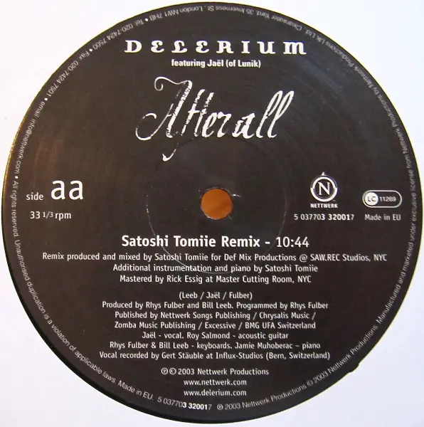 Delerium Featuring Jaël - After All, Electronic, Progressive House, Trance, 2003 - Nettwerk, UK, Vinyl 1x 12", 33 ⅓ RPM