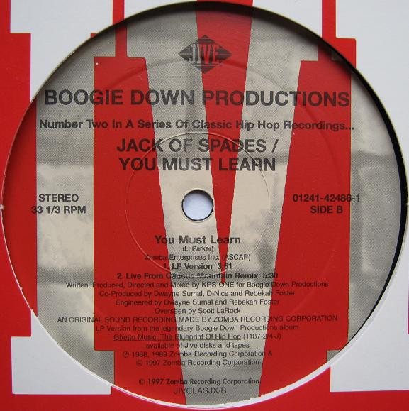 Boogie Down Productions - Jack Of Spades / You Must Learn, Hip Hop, 1997 - Jive, US, Vinyl 1x 12", 33 ⅓ RPM