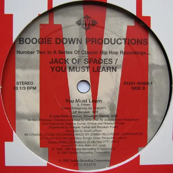 Boogie Down Productions - Jack Of Spades / You Must Learn, Hip Hop, 1997 - Jive, US, Vinyl 1x 12", 33 ⅓ RPM