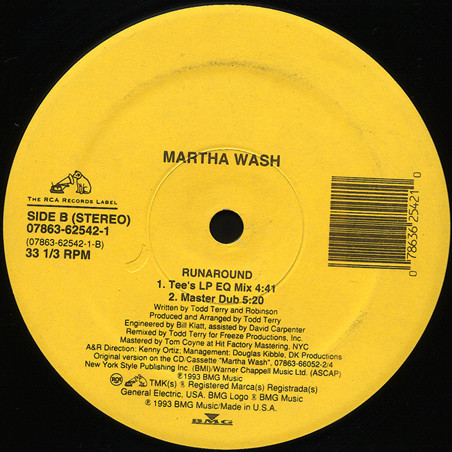 Martha Wash - Runaround, Electronic, Deep House, House, 1993 - BMG, RCA, US, Vinyl 1x 12", 33 ⅓ RPM
