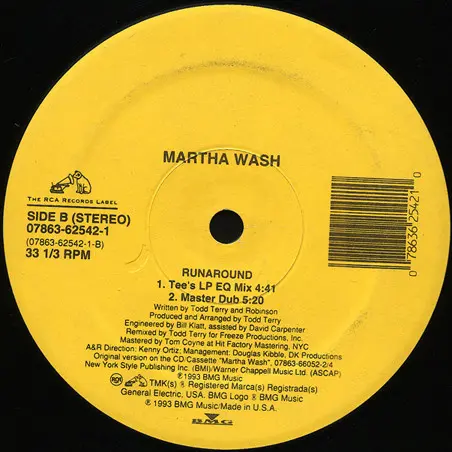 Martha Wash - Runaround, Electronic, Deep House, House, 1993 - BMG, RCA, US, Vinyl 1x 12", 33 ⅓ RPM